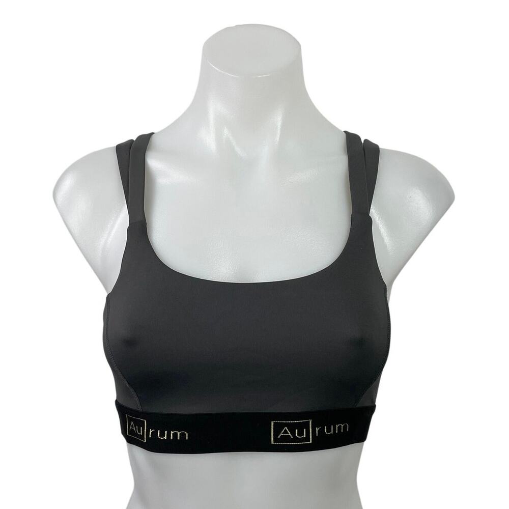 Aurum Women's Black Strappy Yoga Athletic Work Out Sports Bra Crop Tank Top XXS
